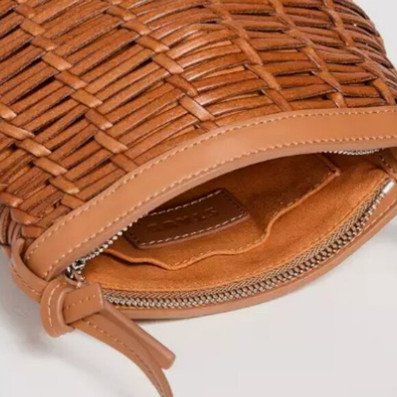 STAUD Anouk Woven Leather Crossbody Bag in Tan MSRP$395 SUMMER BREEZE - Picture 6 of 11